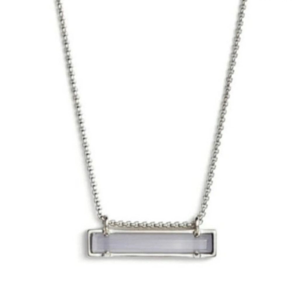 NWT Kendra Scott Leanor Bar Pendant Necklace in Gun Metal Grey Dustbag